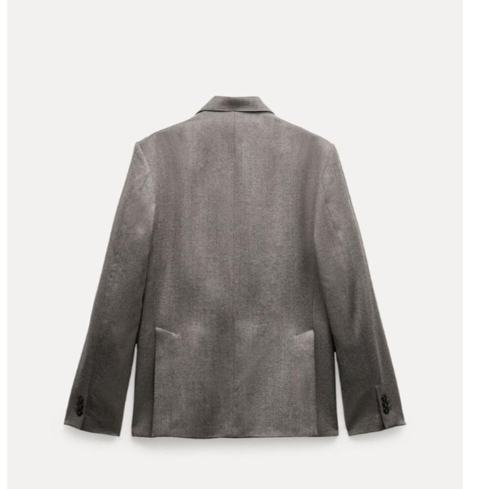 NWT ZARA SUIT DOUBLE BREASTED WOOL BLAZER +STRAIGHT CUT PANTS ZW COLLECTION - Picture 6 of 12
